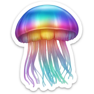 Gradient rainbow shimmery iridescent jellyfish sticker