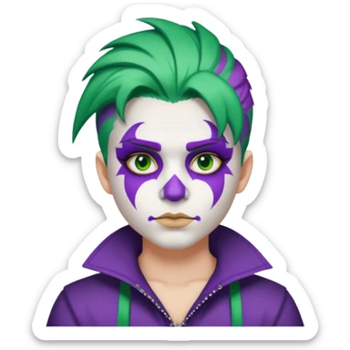Glitter Purple and White Joker Gangster Green Hair sticker
