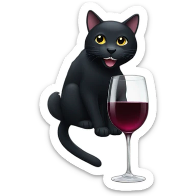 big black cat holding a wine glass sticker