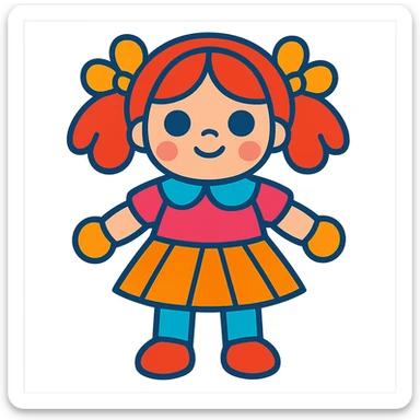 cute and colorful toy doll sticker