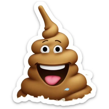 friendly poop with a goofy smile and confetti around him sticker