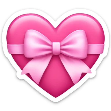 pink heart with light pink bow sticker