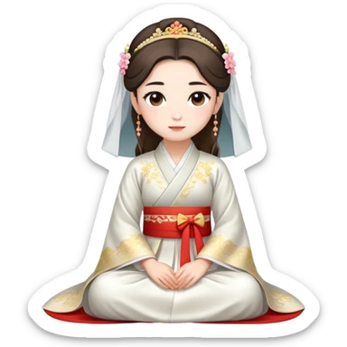 Beautiful girl wearing Hanfu wedding dress sitting sticker