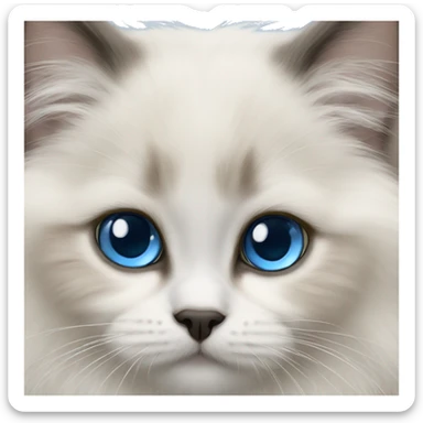 Fluffy holy birman kitten with blue eyes sticker