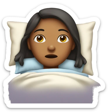 Girl sick in bed sticker