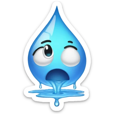 a water droplet wiping away sweat with his hand  sticker