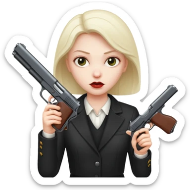 an evil face with a gun or a knife in their hand sticker