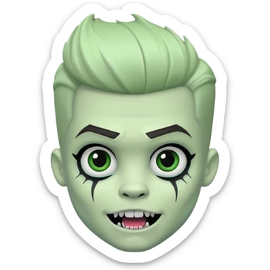 Pale white skin, Frankie stein monster high doll boy with 5-o-clock shadow , pale white-green skin, face stiches , tongue out sticker