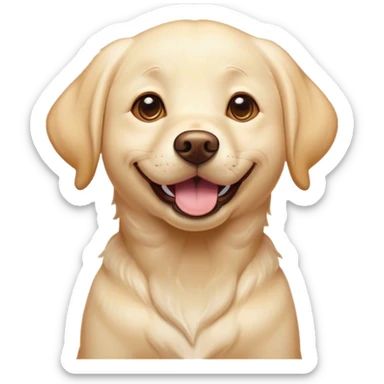 Cinematic Comical Cream Labrador Portrait Emoji, Head tilted dramatically with an exaggeratedly amused expression, featuring a glossy cream Fur with a radiant sheen, wide, expressive warm eyes filled with playful disbelief, Simplified yet hilariously expressive features, highly detailed, glowing with a slightly sassy glow, high shine, dramatic yet playful, stylized with an air of cheeky mischief, bright and endearing, soft glowing outline, capturing the essence of a spirited and over-the-top companion, so meme-worthy it feels like it could side-eye its way into internet fame instantly! sticker