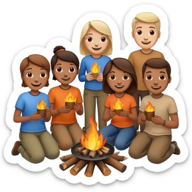 people gathering the campfire sticker