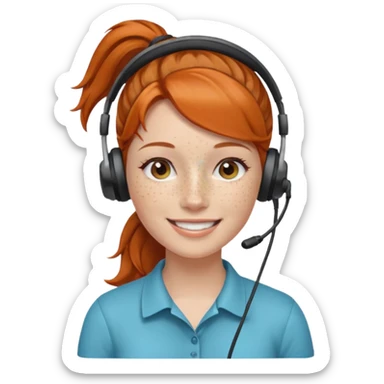 receptionist face ponytail ginger with headpset sticker