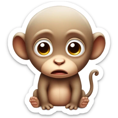 cute baby monkey crying sad face  sticker