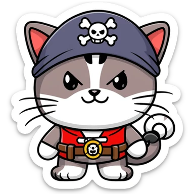 Skibidi cat pirate with Vietnam War gear in a jungle background sticker
