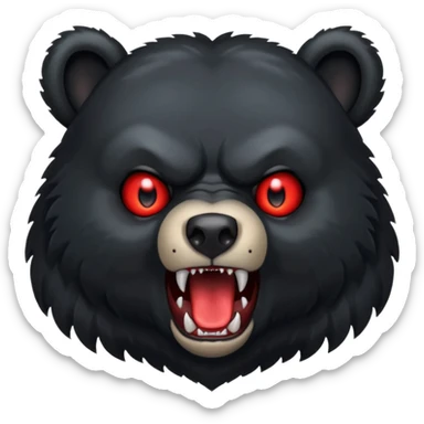 black bear with red eyes growling sticker