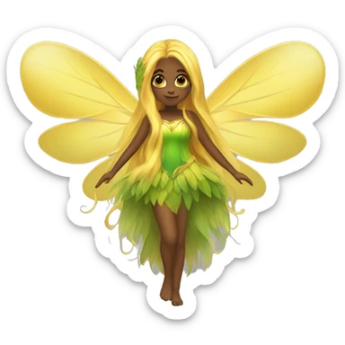 Beautiful, fairy, gold, yellow, green, long hair, big wings sticker