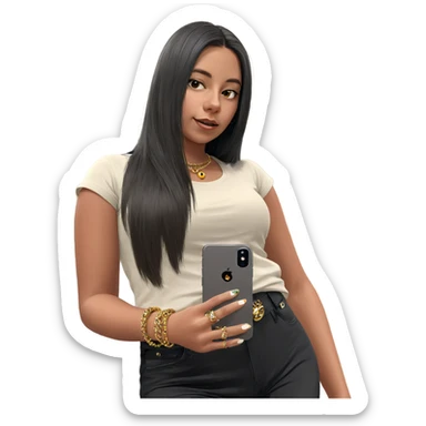 girl with jewelry and phone sticker