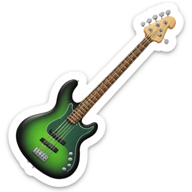 Electric Bass guitar black band green sticker