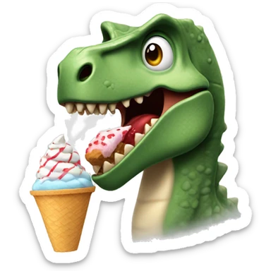 Dinosaurio comiendo helado sticker