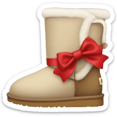 Ugg boot with red bow sticker
