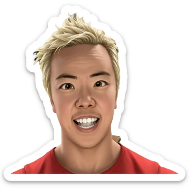 blonde boy in red shirt sticker