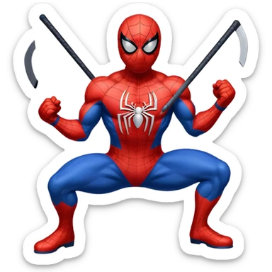 Muscular Spider-Man wearing a hockey mask sticker