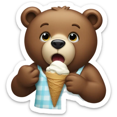 Bear eating ice cream sticker