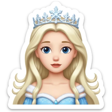 snow princess with long hair wearing snow chirsmas clothes looking at the front sticker