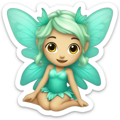 Cute turquoise fairy sticker