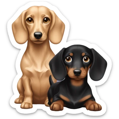 tan and black daschund with blonde curly haired blue eyes girl sticker