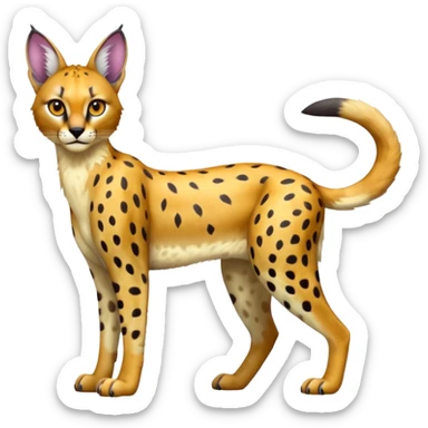 Colorful shiny Caracal-Cheetah-Serval-Trico-Sergal-Vernid-fusion-hybrid-animal-creature, dull body sticker