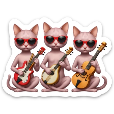 Hairless cat sunglasses trio music band sticker