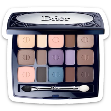 A 9-shade Dior eyeshadow palette with cool tones, embossed logos, and a clear lid. sticker