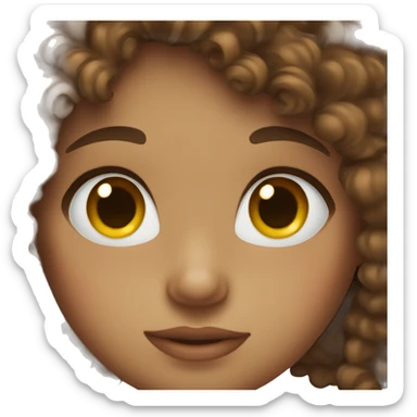 girl with brown curly hair and brown eyes sticker