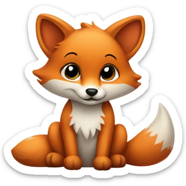 Baby fox with a blank sign sticker