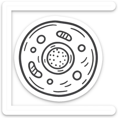 a human cell, hand-drawn sketch style sticker