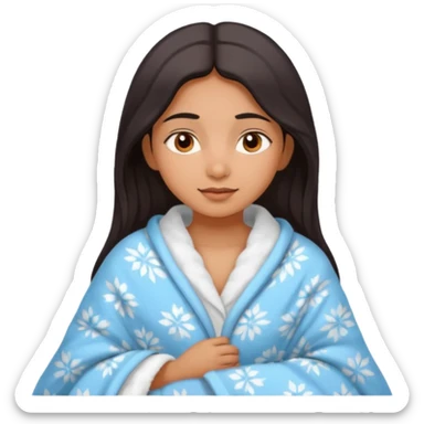 a pretty bratz fair indian girl covered in blanket, wearing pajamas sticker