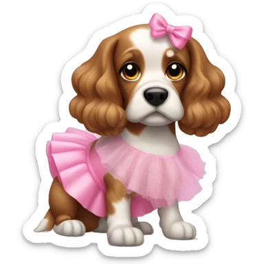 a cocker dog with a pink tutu sticker