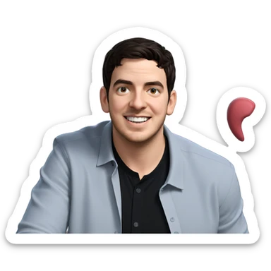 smiling boy in black shirt sticker