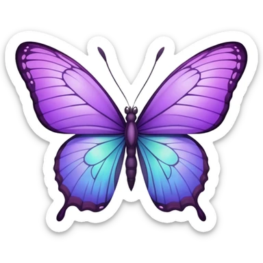 Purple butterfly with sharp ends on each wing sticker