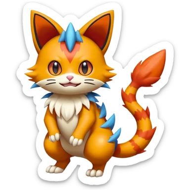 Sprigatito-Floragato-Meowscarada-Torracat-Pokémon-Fakémon-hybrid-fusion-creature (full body) sticker