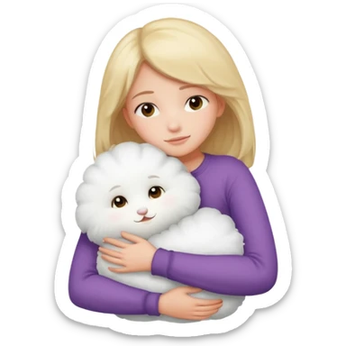 Girl hugging pillow sticker