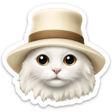 White and cream colored ragdoll with a hat that says BONGUS on the hat  sticker