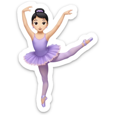 ballet dancer black hair tan skin wearing a lavender leotard and lavender tutu and pale pink tights with lavender pointe shoes in arabesqye sticker