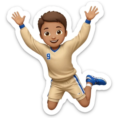 A small kid in an oversized jersey, jumping with excitement. sticker