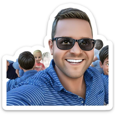 boys in striped shirts smiling sticker