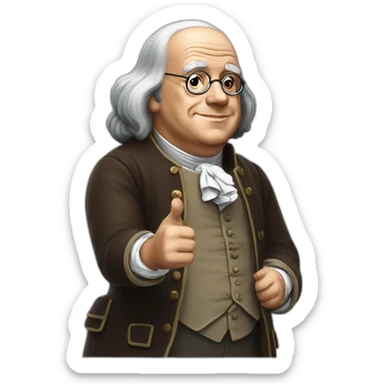 benjamin franklin with an arm up closed realistic sticker