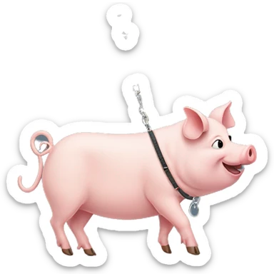 Pig walking a cat on a leash  sticker