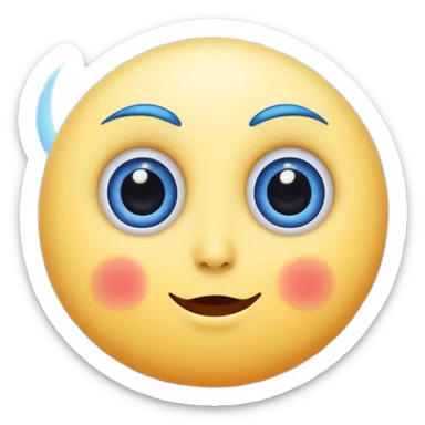 dizzy moon with spiral eyes and spinning stars sticker