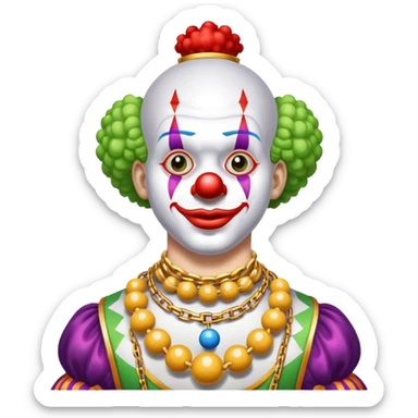 clown with golden chain on the neck playing ball full height sticker