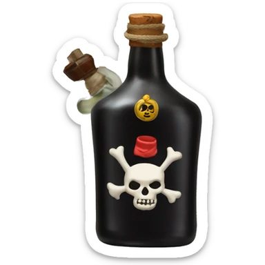 Black cat with a pirate hat and a bottle of rhum sticker